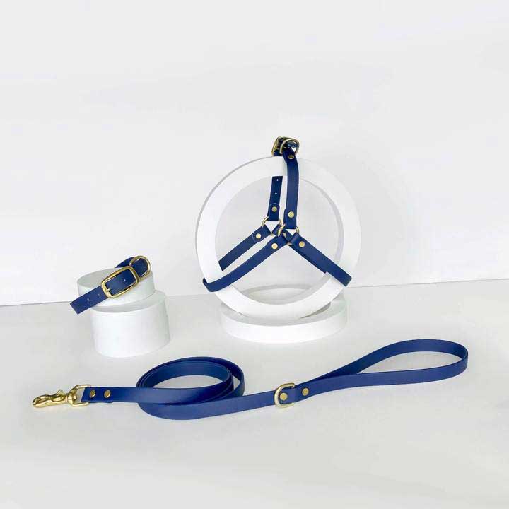 NAVY BLUE VEGAN LEATHER DOG LEASH YC-DL2113