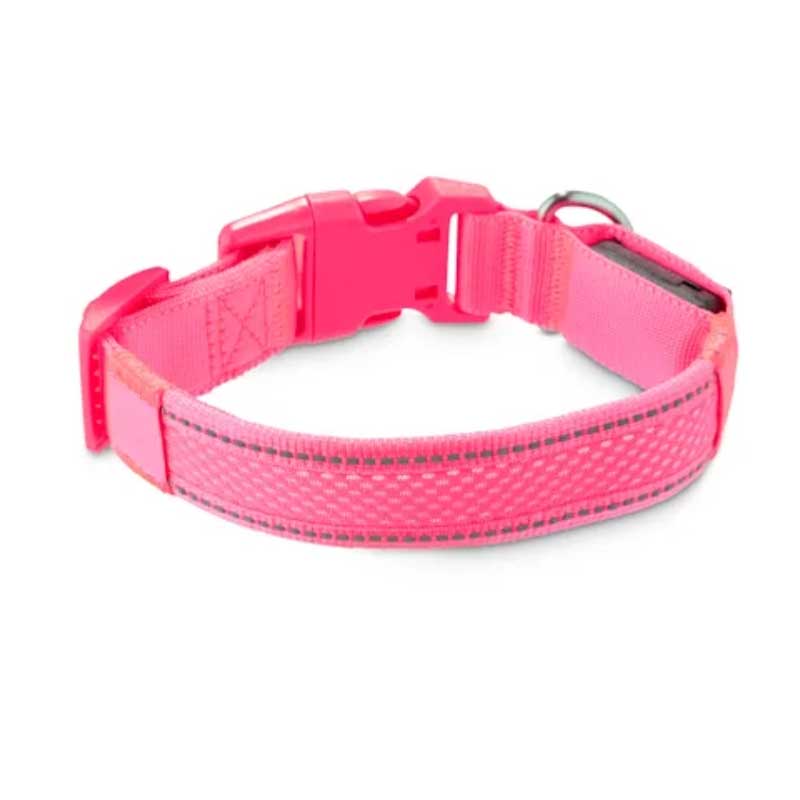 Neon Pink LED Light-Up Dog Collar YC-LDC1021-PK