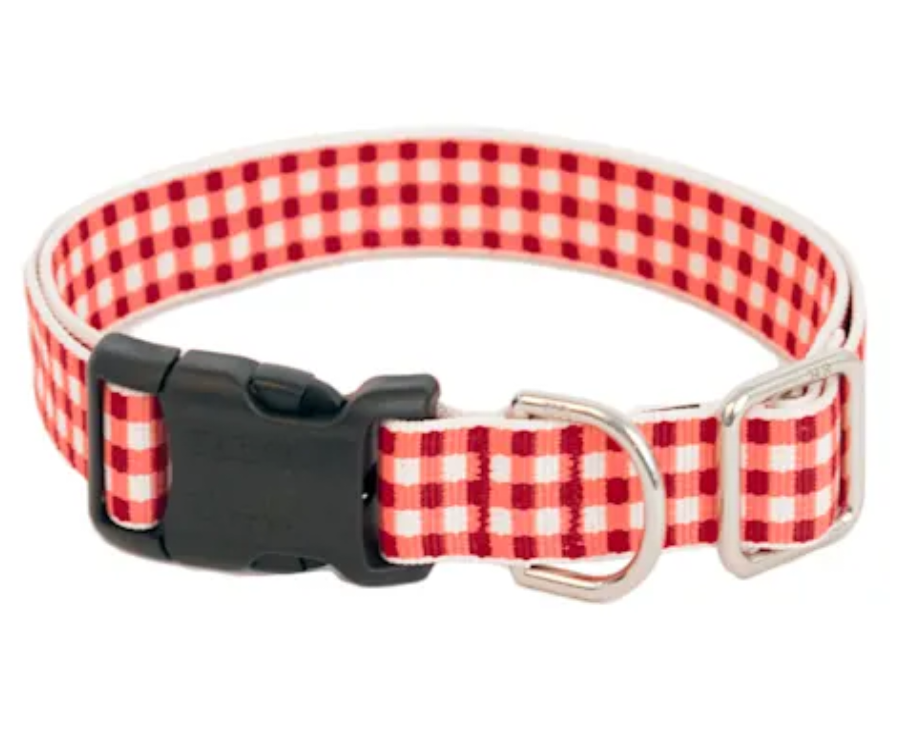 Recycled Plastics Red Gingham Dog Collar YC-DC6004 RED